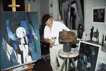 Emil G. Maul in seinem Atelier